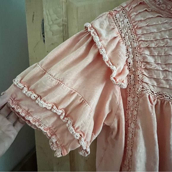 Free People Peach Ruffle Blouse - Picture 3 of 5